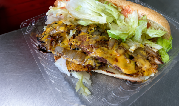 Loaded Hot Link — Two Hot Links, Steak, Cheddar, Diced Onions & Jalapeños