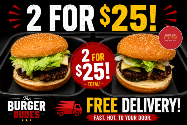 Classic Cheese Burgers Duo & Fries – 2 for $25
